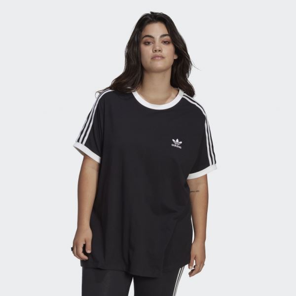 Adidas Black Adicolor Classics 3-Stripes T-Shirt (Plus Size)