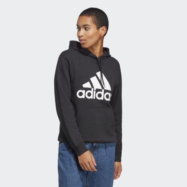 Black Adidas Essentials Big Logo Regular French Terry Hoodie