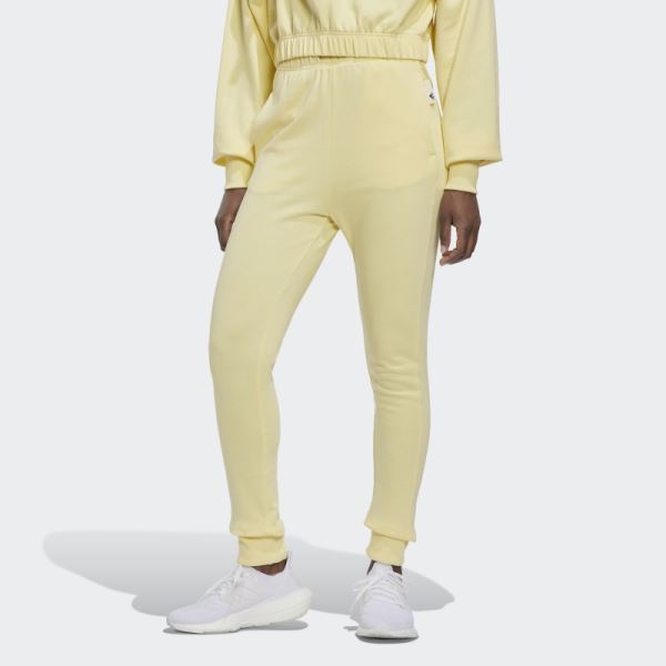 Yellow Adidas Studio Lounge High-Waist Pants