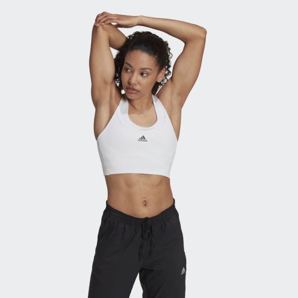 White Running Medium-Support Pocket Bra Adidas