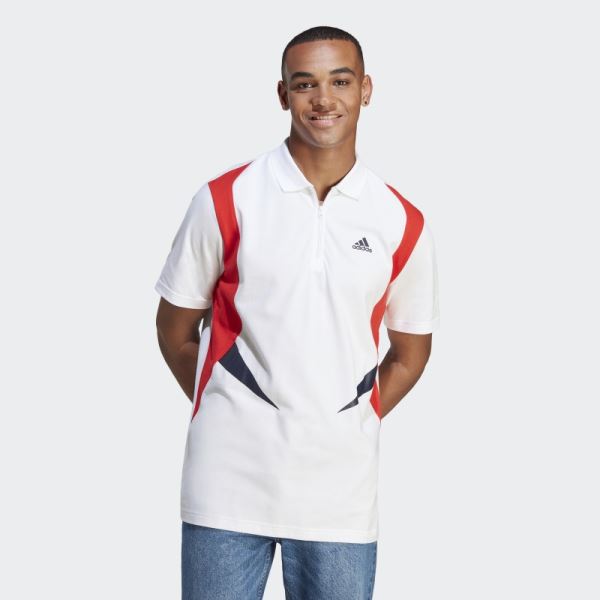 Colourblock Polo Shirt Tee Adidas White