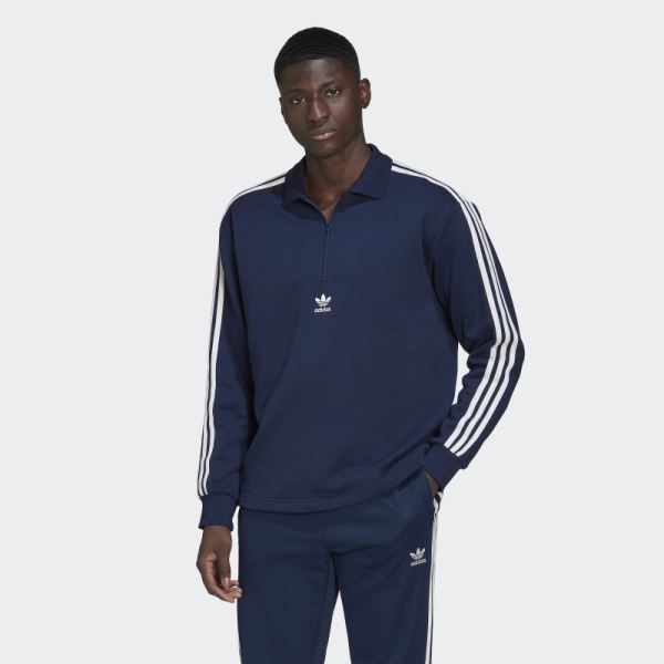 Adicolor 3-Stripes Long Sleeve Polo Shirt Night Indigo Adidas