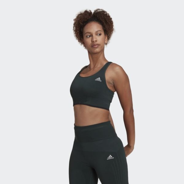 Green Adidas Running Medium-Support Seamless Merino Wool Bra