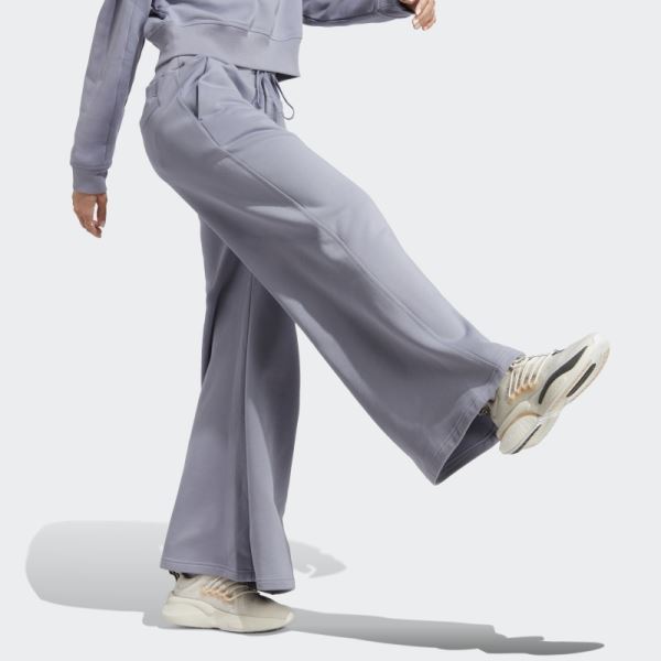 Lounge Fleece Wide Pants Silver Violet Adidas Fashion