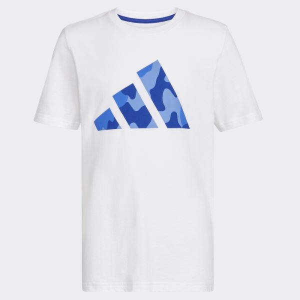 Adidas White SS CAMO LOGO TEE