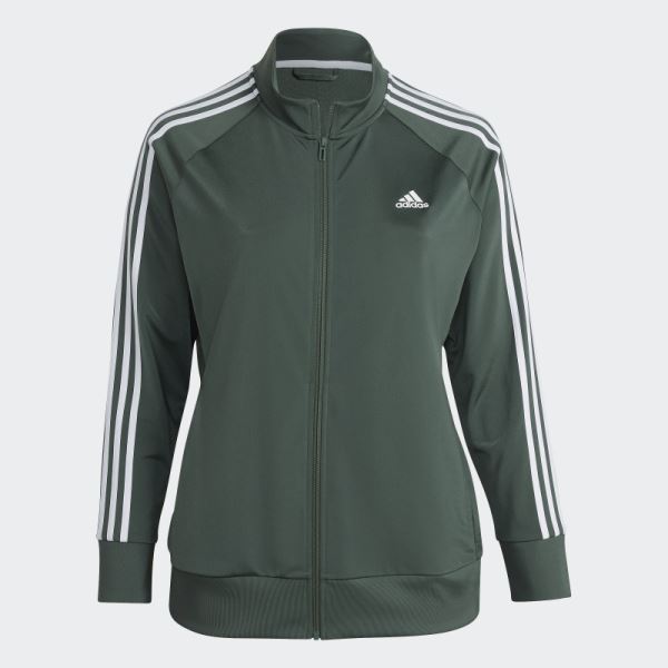 Green Oxide Adidas Essentials Warm-Up Tricot Slim 3-Stripes Track Jacket (Plus Size)