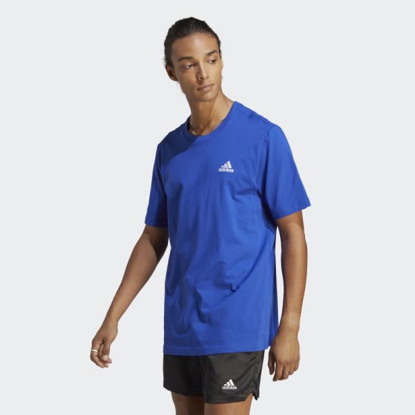 Adidas Essentials Single Jersey Embroidered Small Logo T-Shirt Blue