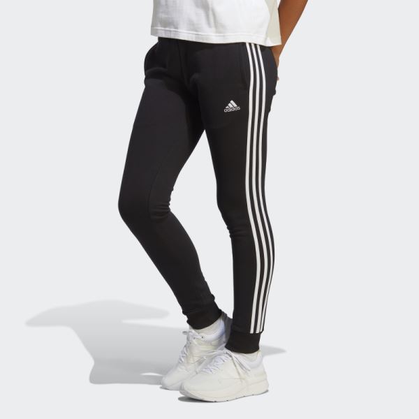 Adidas Essentials 3-Stripes French Terry Cuffed Joggers Black