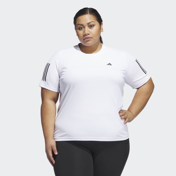 White Own the Run Tee (Plus Size) Adidas