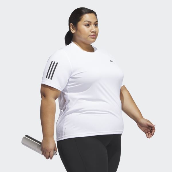 White Own the Run Tee (Plus Size) Adidas