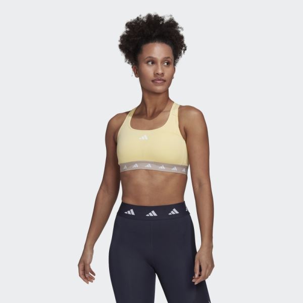 Yellow Adidas Powerreact Training Medium-Support Techfit Bra