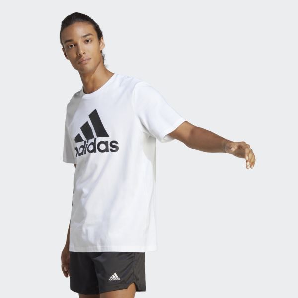 White Adidas Essentials Single Jersey Big Logo Tee