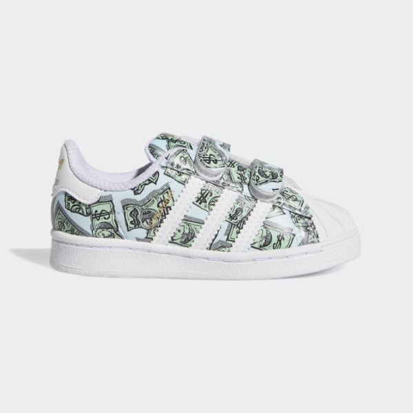 White Adidas Jeremy Scott Money Print Superstar Shoes