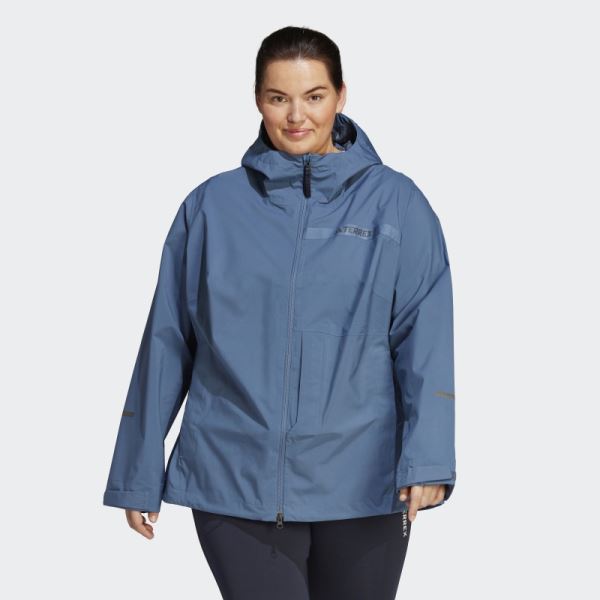 Terrex Multi RAIN.RDY 2.5-Layer Rain Jacket (Plus Size) Adidas Steel