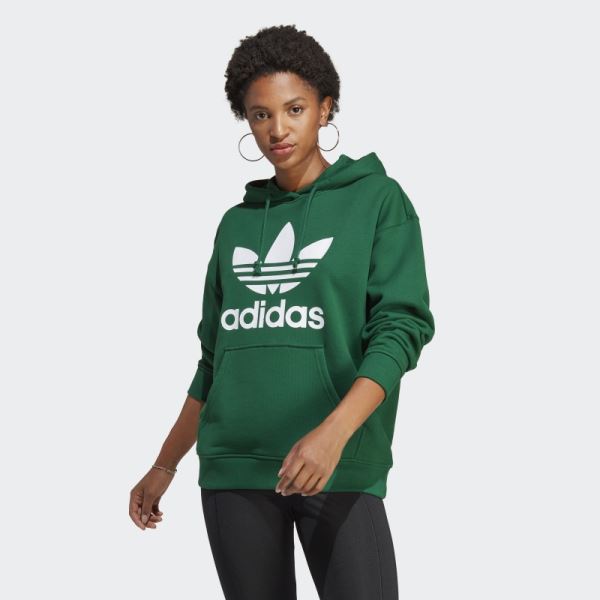 Dark Green Trefoil Hoodie Adidas Fashion