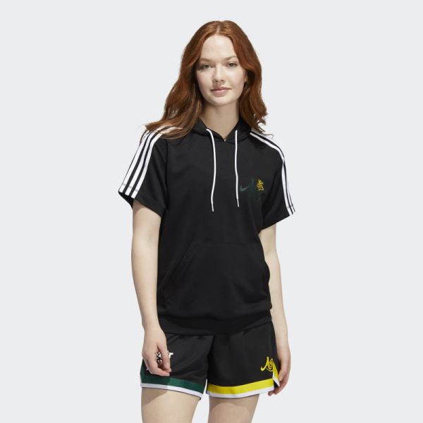 Candace Parker Short Sleeve Hoodie Adidas Black