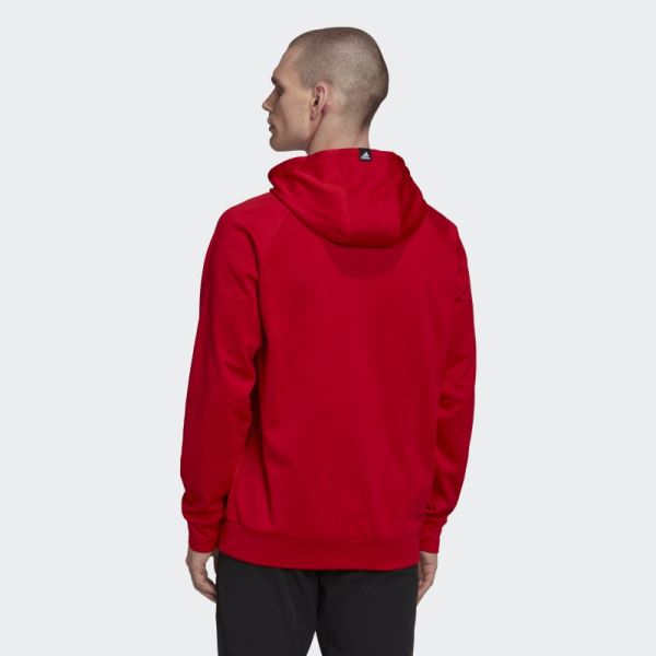 Adidas AEROREADY Game and Go Camo Logo Hoodie Scarlet