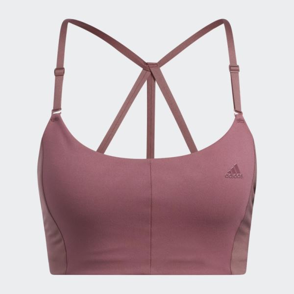 Yoga Studio Light-Support 3-Stripes Bra Adidas Burgundy