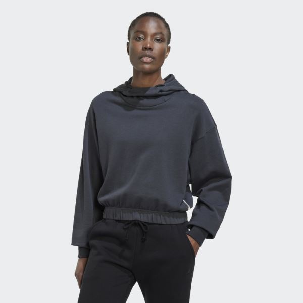 Carbon Adidas Studio Lounge Cropped Hoodie