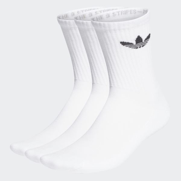 White Cushioned Trefoil Mid-Cut Crew Socks 3 Pairs Adidas