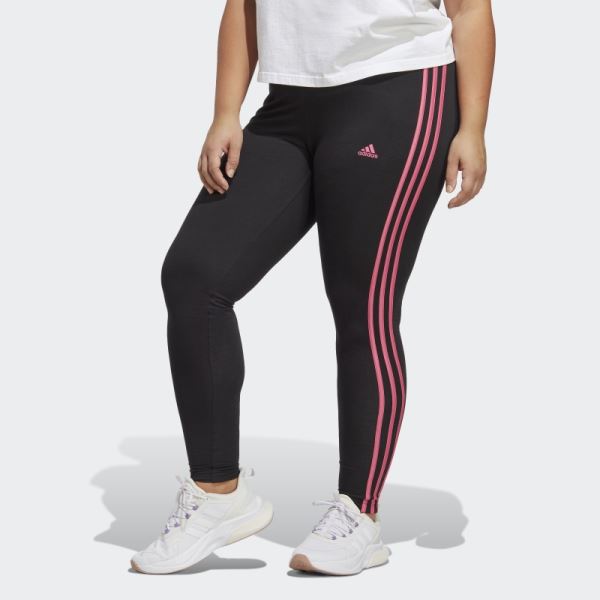 Adidas Black Essentials 3-Stripes Leggings (Plus Size)