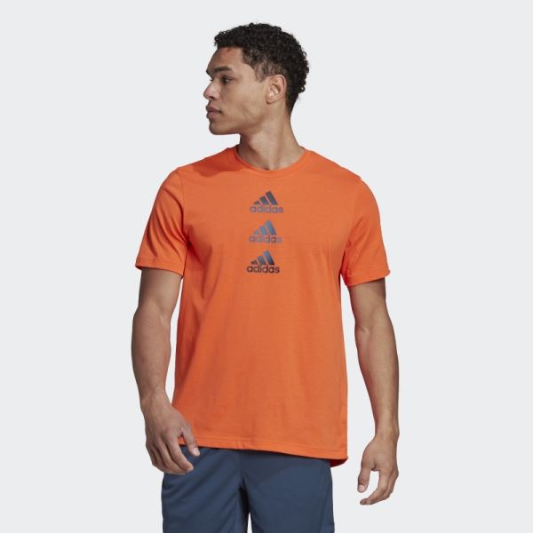 Adidas Orange Designed to Move Logo T-Shirt