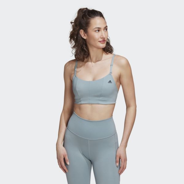 Grey Adidas Yoga Studio Light-Support Bra