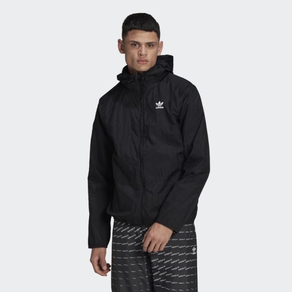 Black Adidas Adicolor Essentials Trefoil Windbreaker