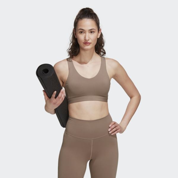 Chalky Brown Adidas CoreFlow Luxe Medium-Support Bra