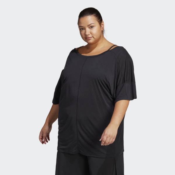 Adidas Black Yoga Studio Oversized Tee (Plus Size)