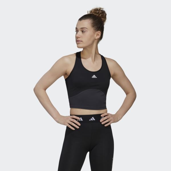 Black Adidas AEROREADY Train HIIT Crop Tank Top