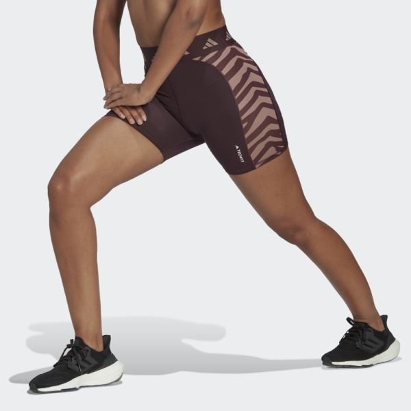 Hyperglam Techfit Zebra High-Waisted Short Leggings Maroon Adidas