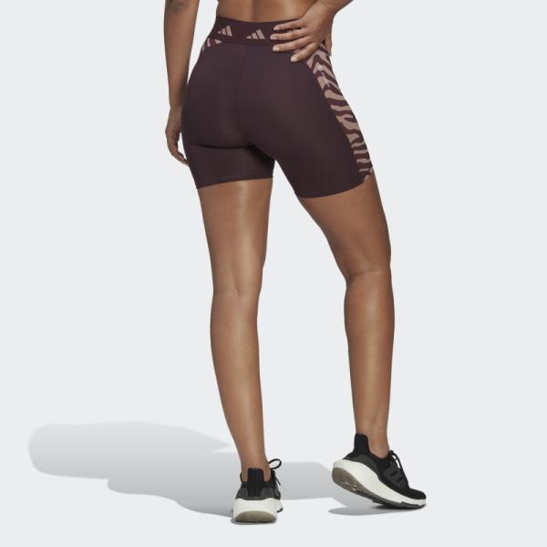 Hyperglam Techfit Zebra High-Waisted Short Leggings Maroon Adidas