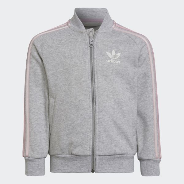 Light Grey Heather Adidas 3-Stripes Track Suit