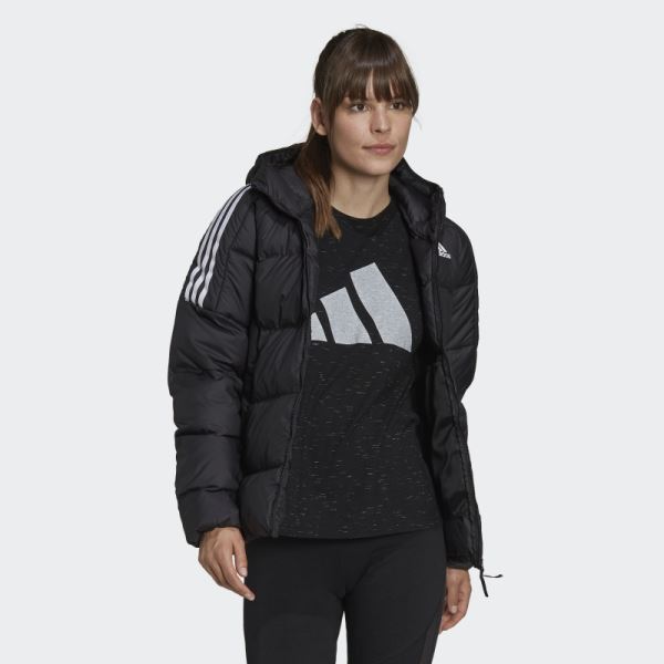 Essentials Midweight Down Hooded Jacket Black Adidas