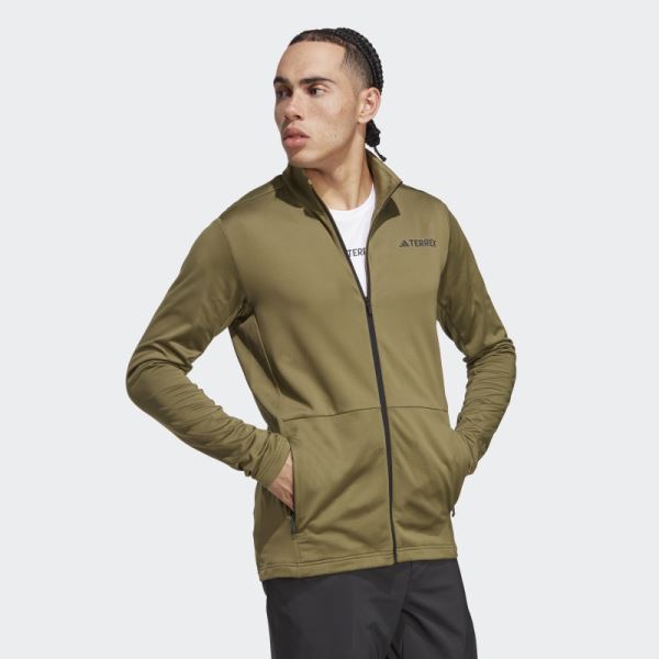 Adidas Olive Terrex Multi Full-Zip Fleece Jacket