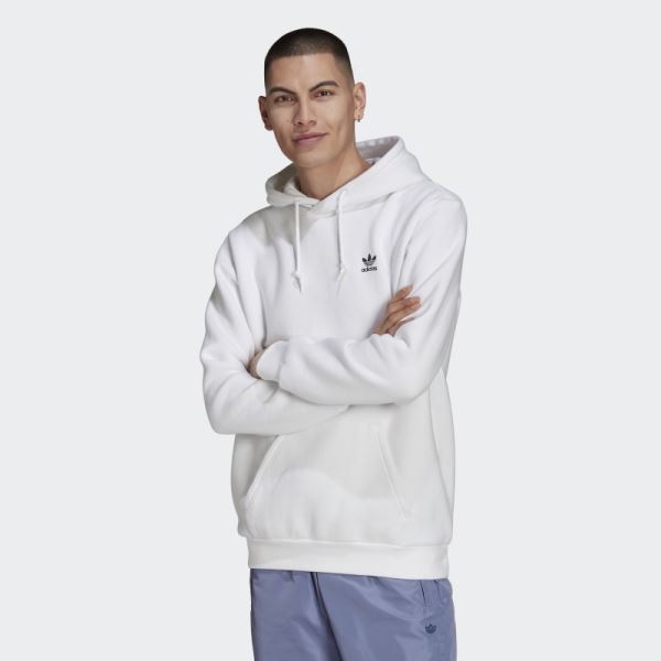 Adidas White Adicolor Essentials Trefoil Hoodie