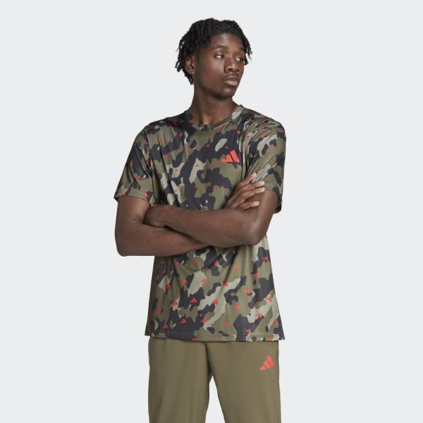 Adidas Olive Train Essentials Seasonal Training Tee