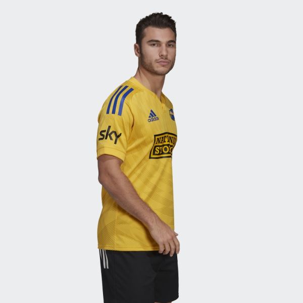 Gold Adidas Hurricanes Rugby Replica Home Jersey