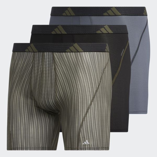 Performance Mesh Graphic Boxer Briefs 3 Pairs Adidas Strong Olive