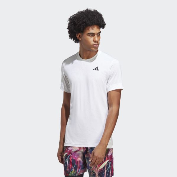 White Adidas Tennis FreeLift Tee