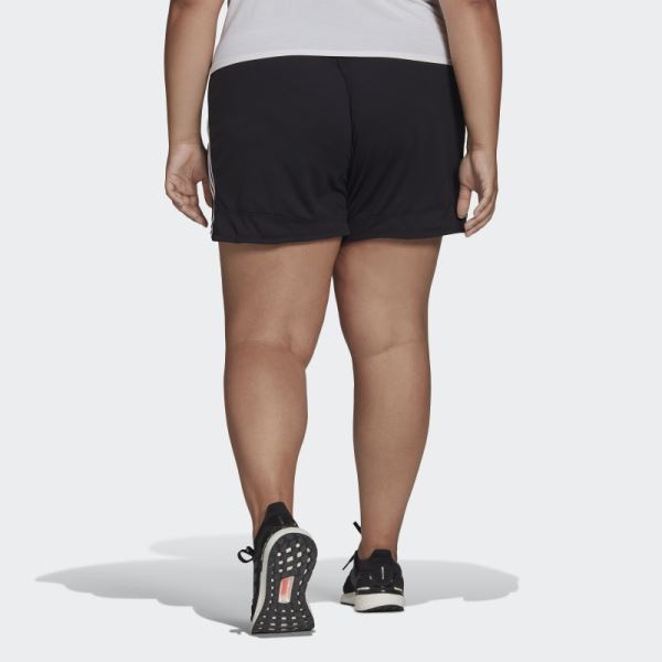 Adidas Black Pacer 3-Stripes Knit Shorts (Plus Size)