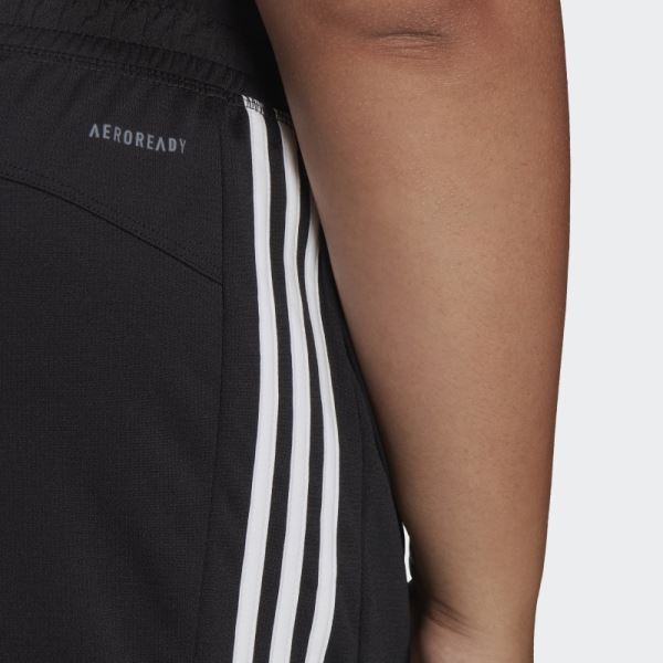 Adidas Black Pacer 3-Stripes Knit Shorts (Plus Size)