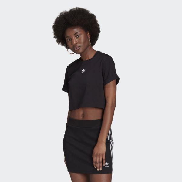 Black Adidas Adicolor Essentials Cropped Tee