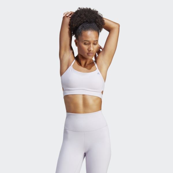 Yoga Studio Light-Support Longline Bra Silver Dawn Adidas