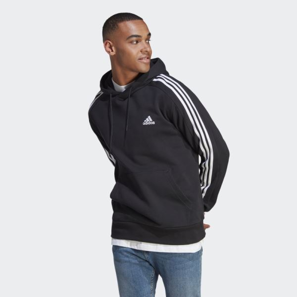 Essentials French Terry 3-Stripes Hoodie Black Adidas