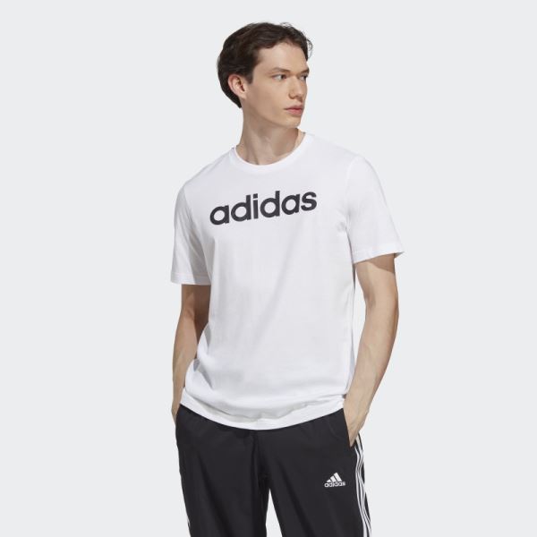 Essentials Single Jersey Linear Embroidered Logo Tee White Adidas