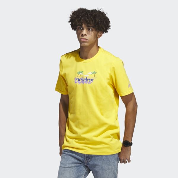 Adidas Gold Linear Beach-Bit Short Sleeve Graphic Tee