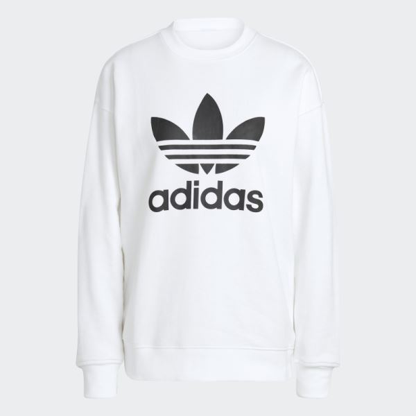 Trefoil Crew Sweatshirt White Adidas