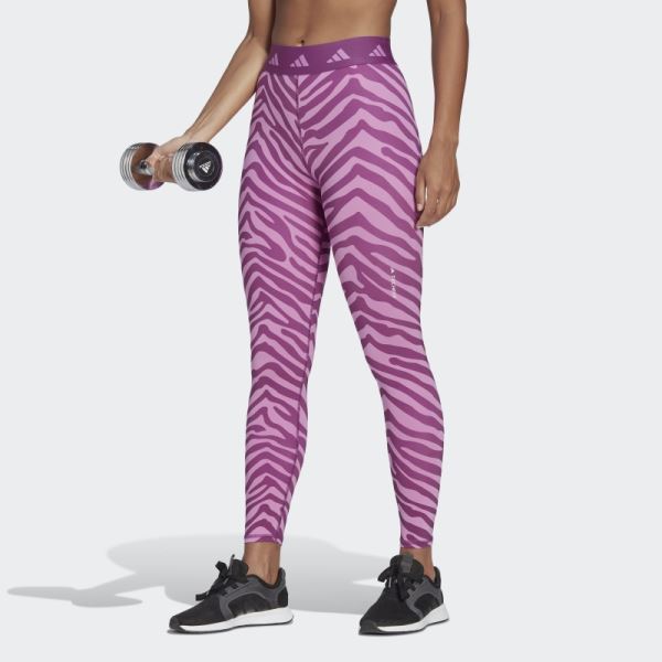 Adidas Hyperglam Techfit High-Waisted 7/8 Zebra Leggings Lilac